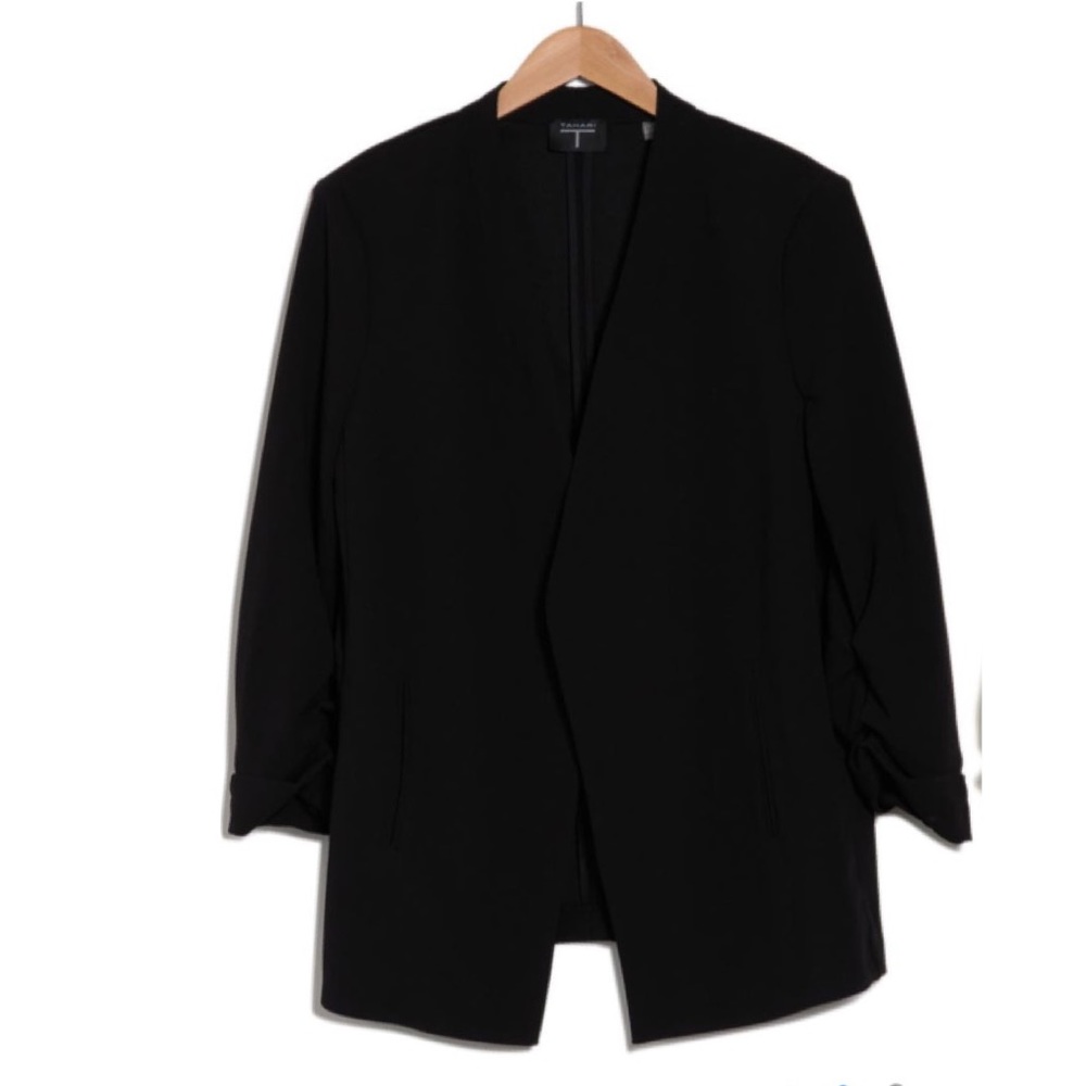 NWT T Tahari Collarless Open Front Blazer Black SZ-2X - Picture 4 of 10